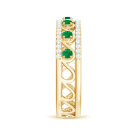 Designer Emerald Diamond Wedding Band Ring with Certificate