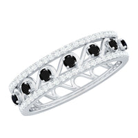 Designer Black Spinel Diamond Half Eternity Band Ring for Anniversary