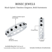 Designer Black Spinel Diamond Half Eternity Band Ring for Anniversary