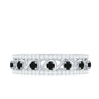 Designer Black Spinel Diamond Half Eternity Band Ring for Anniversary