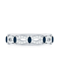 Natural Blue Sapphire Infinity Wedding Band with Diamond