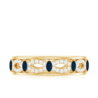 Natural Blue Sapphire Infinity Wedding Band with Diamond