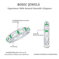 Genuine Emerald Diamond Eternity Wedding Band with Infinity Shank
