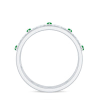 Genuine Emerald Diamond Eternity Wedding Band with Infinity Shank