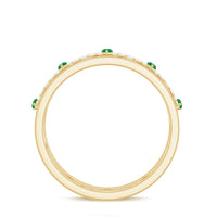 Genuine Emerald Diamond Eternity Wedding Band with Infinity Shank