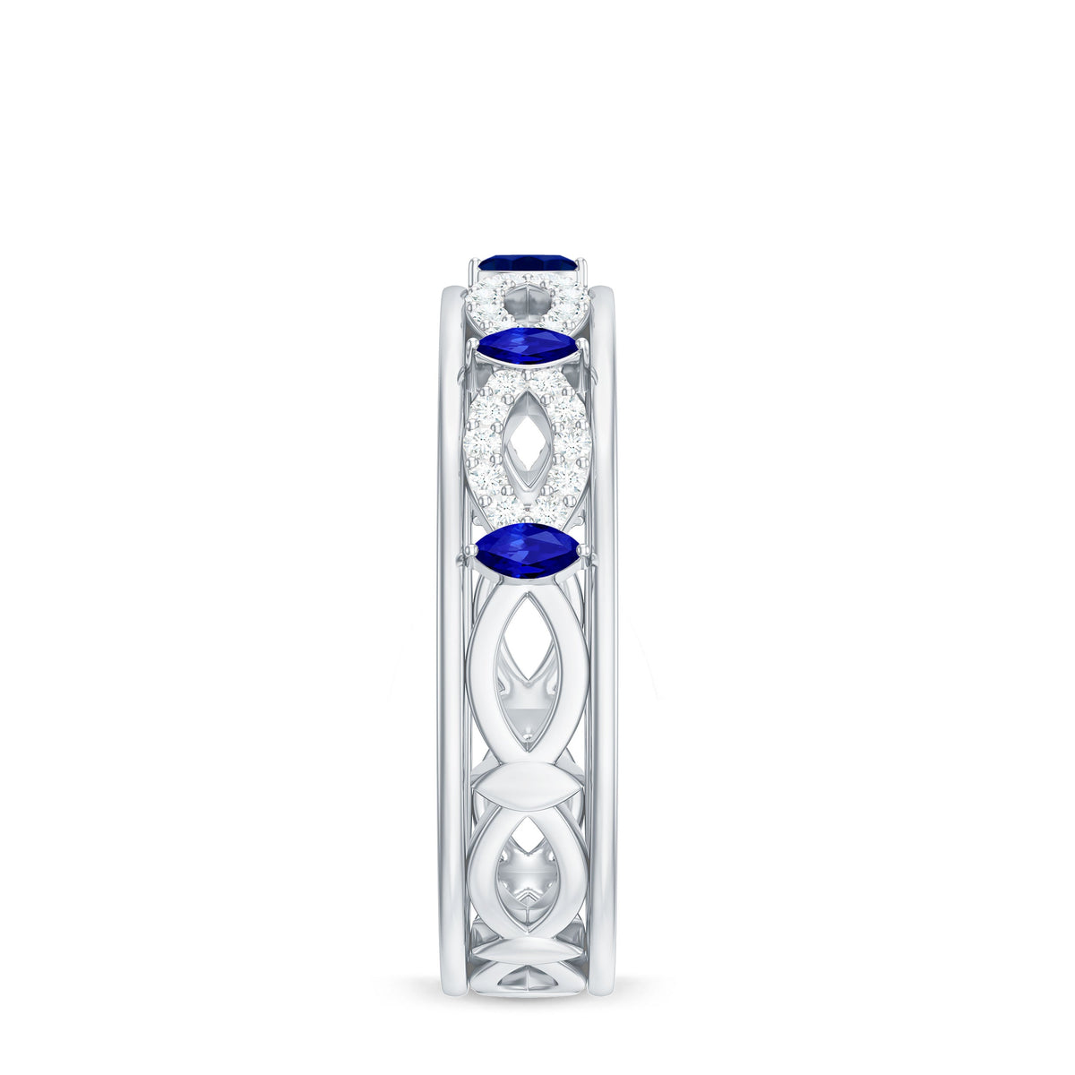 Certified Lab Grown Blue Sapphire Infinity Band Ring with Diamond