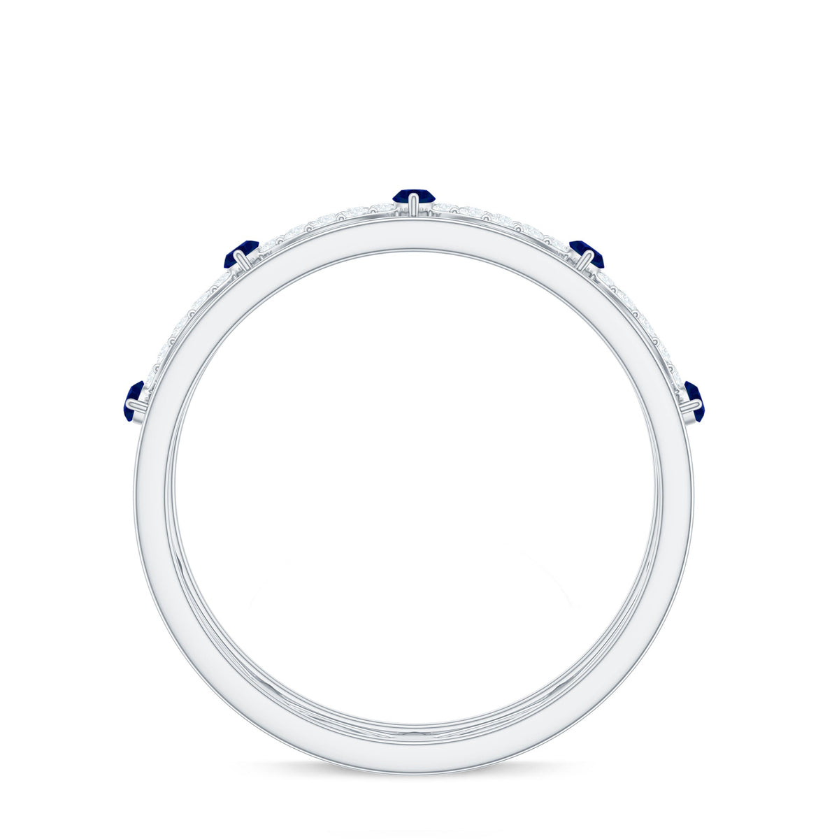 Certified Lab Grown Blue Sapphire Infinity Band Ring with Diamond