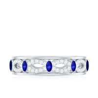 Certified Lab Grown Blue Sapphire Infinity Band Ring with Diamond