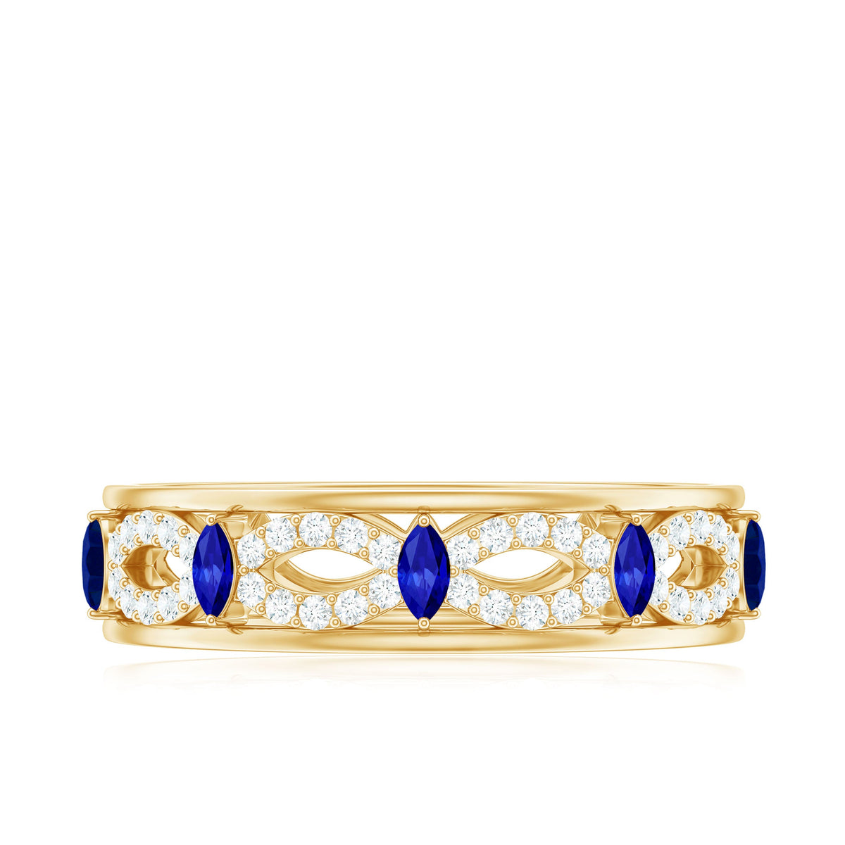 Certified Lab Grown Blue Sapphire Infinity Band Ring with Diamond