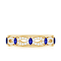 Certified Lab Grown Blue Sapphire Infinity Band Ring with Diamond