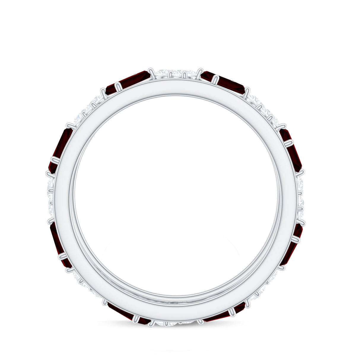 Certified Real Garnet Diamond Wide Eternity Band