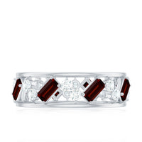 Certified Real Garnet Diamond Wide Eternity Band