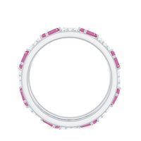 Certified Pink Tourmaline and Diamond Zig Zag Eternity Band