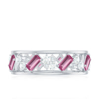 Certified Pink Tourmaline and Diamond Zig Zag Eternity Band