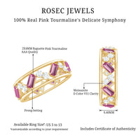 Certified Pink Tourmaline and Diamond Zig Zag Eternity Band