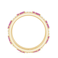 Certified Pink Tourmaline and Diamond Zig Zag Eternity Band