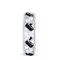Natural Black Spinel Diamond Eternity Band Ring for Anniversary