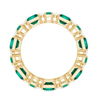 Certified Lab Grown Emerald Eternity Wedding Band with Diamond
