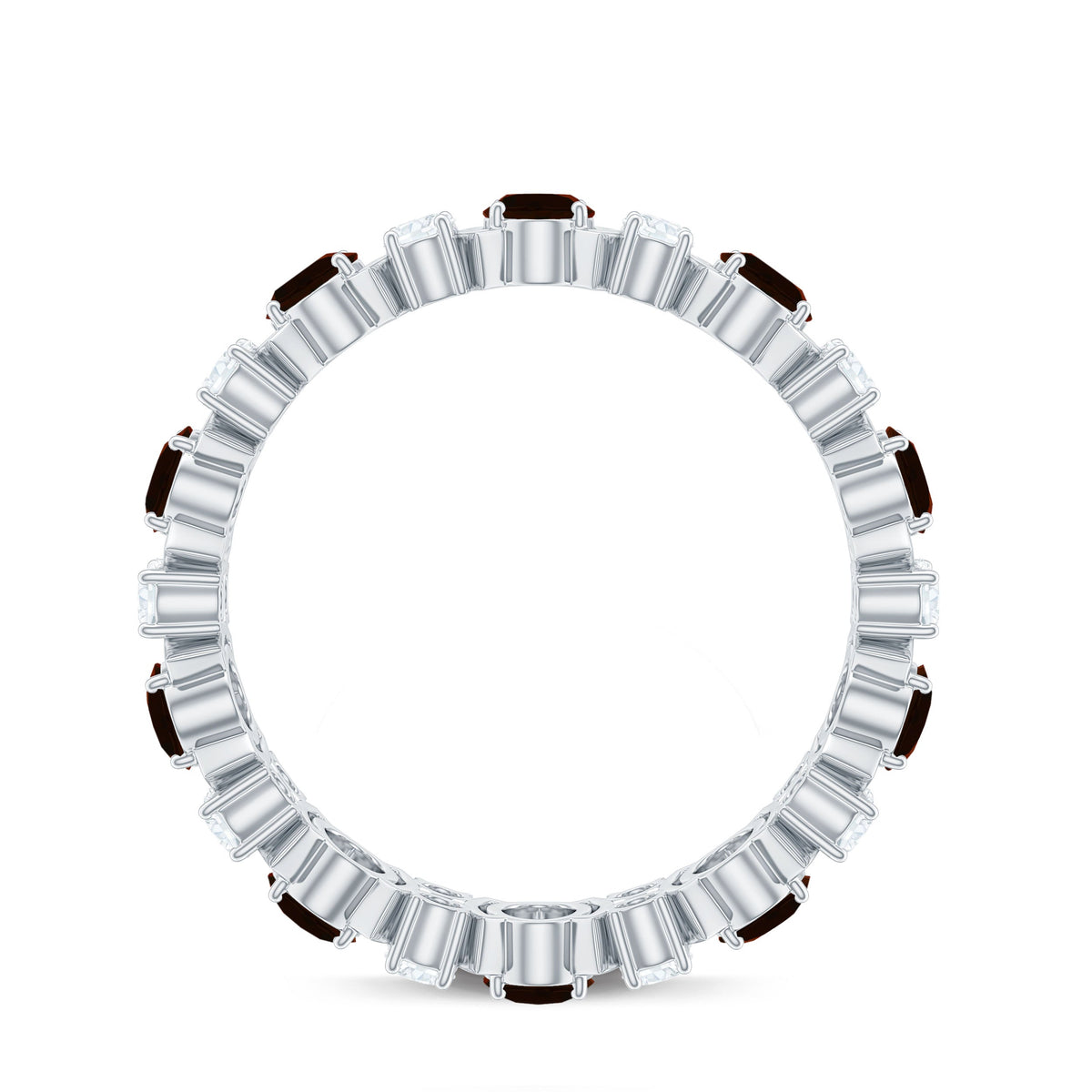 Natural Garnet Diamond Eternity Wedding Band Ring
