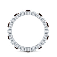 Natural Garnet Diamond Eternity Wedding Band Ring