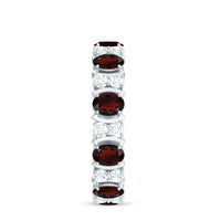 Natural Garnet Diamond Eternity Wedding Band Ring