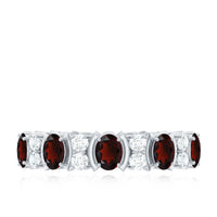 Natural Garnet Diamond Eternity Wedding Band Ring