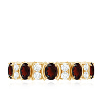 Natural Garnet Diamond Eternity Wedding Band Ring