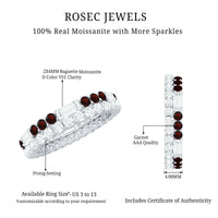 Certified Real Garnet Two Row Wedding Eternity Band Ring