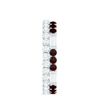 Certified Real Garnet Two Row Wedding Eternity Band Ring