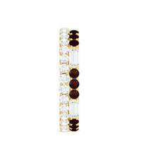Certified Real Garnet Two Row Wedding Eternity Band Ring