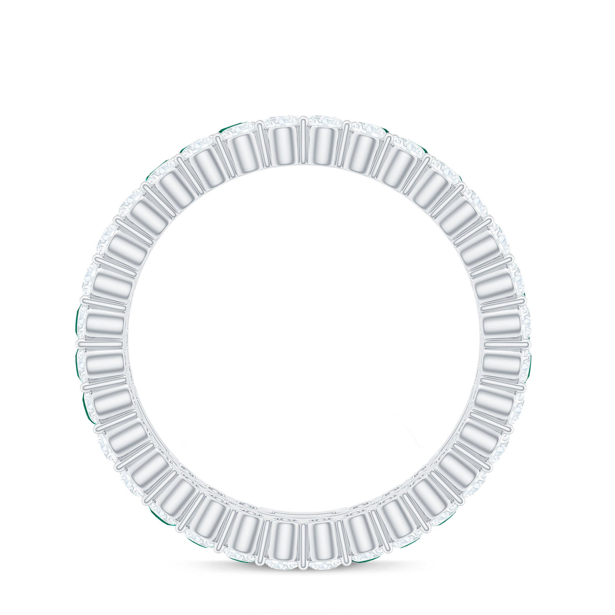 Certified Lab Grown Emerald Double Row Eternity Wedding Band