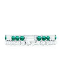 Certified Lab Grown Emerald Double Row Eternity Wedding Band