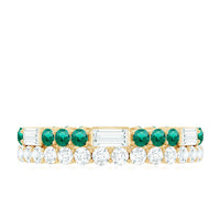 Certified Lab Grown Emerald Double Row Eternity Wedding Band