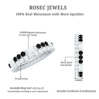 Certified Real 2 Row Black Spinel Eternity Ring with Moissanite