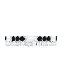 Certified Real 2 Row Black Spinel Eternity Ring with Moissanite