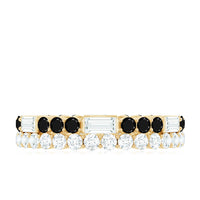 Certified Real 2 Row Black Spinel Eternity Ring with Moissanite