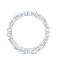 Certified Moissanite Eternity Band Ring with Lab Blue Sapphire