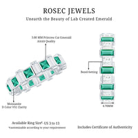 Certified Bezel Set Lab Grown Emerald Eternity Wedding Band with Moissanite