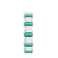 Certified Bezel Set Lab Grown Emerald Eternity Wedding Band with Moissanite
