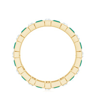 Certified Bezel Set Lab Grown Emerald Eternity Wedding Band with Moissanite