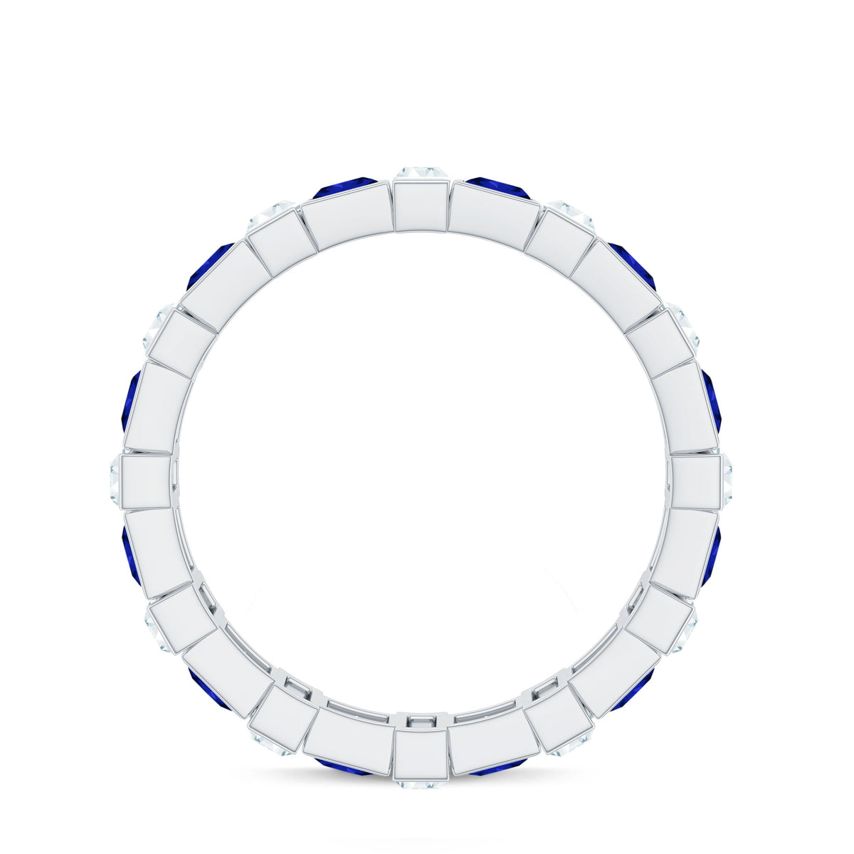 Certified Lab Grown Blue Sapphire Eternity Band with Moissanite
