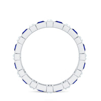 Certified Lab Grown Blue Sapphire Eternity Band with Moissanite