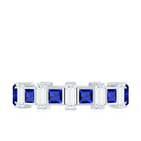 Certified Lab Grown Blue Sapphire Eternity Band with Moissanite
