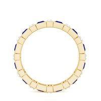 Certified Lab Grown Blue Sapphire Eternity Band with Moissanite