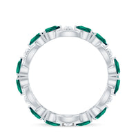Certified Pear Shape Lab Grown Emerald Eternity Band in East West Style