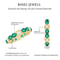 Certified Pear Shape Lab Grown Emerald Eternity Band in East West Style