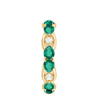 Certified Pear Shape Lab Grown Emerald Eternity Band in East West Style