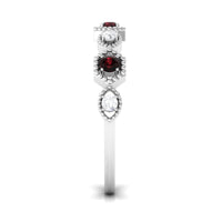 Genuine Red Garnet Diamond Half Eternity Ring