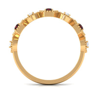 Genuine Red Garnet Diamond Half Eternity Ring