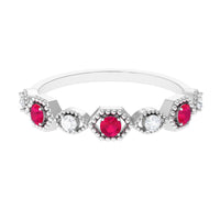 Vintage Style Ruby Diamond Half Eternity Ring for Women